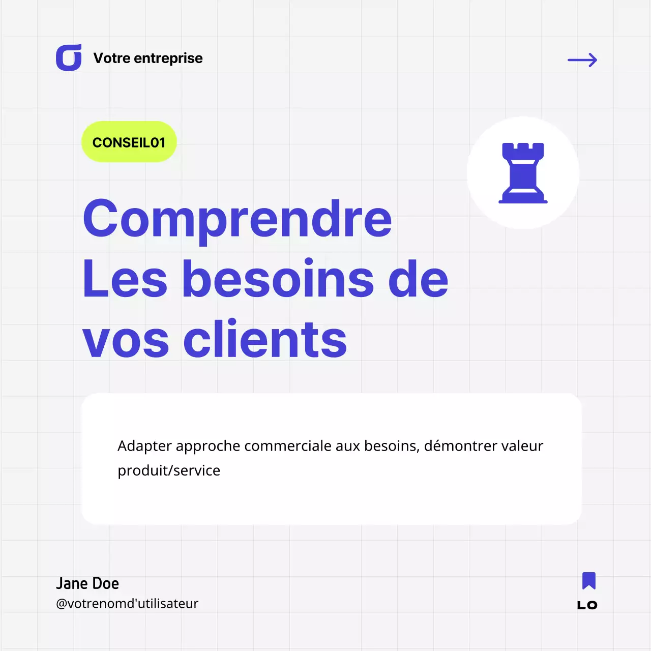 Conseils d'affaires géométriques bleus et néon Publicité