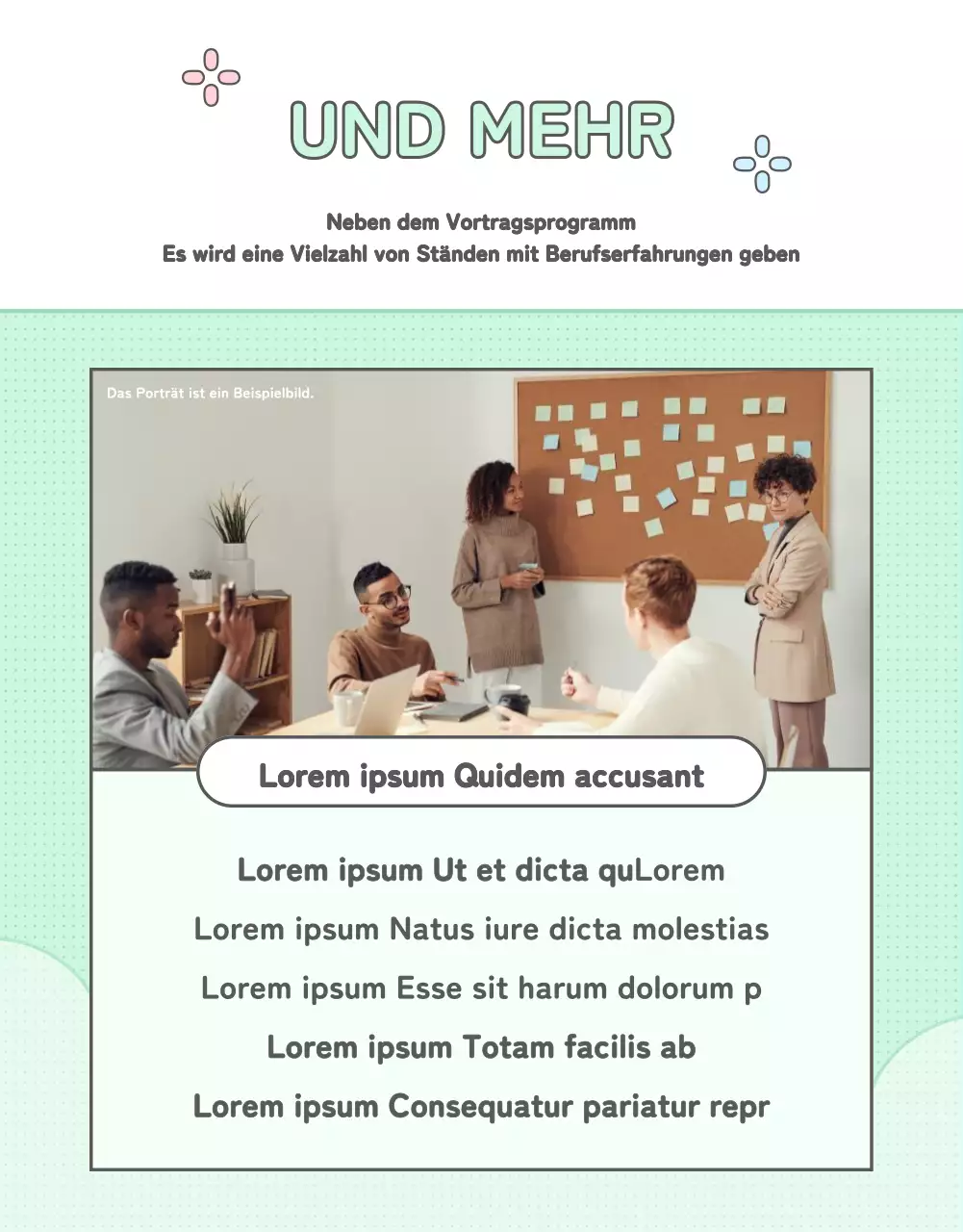 Werbung für eine hübsche Karrieremesse in Rosa und Hellblau