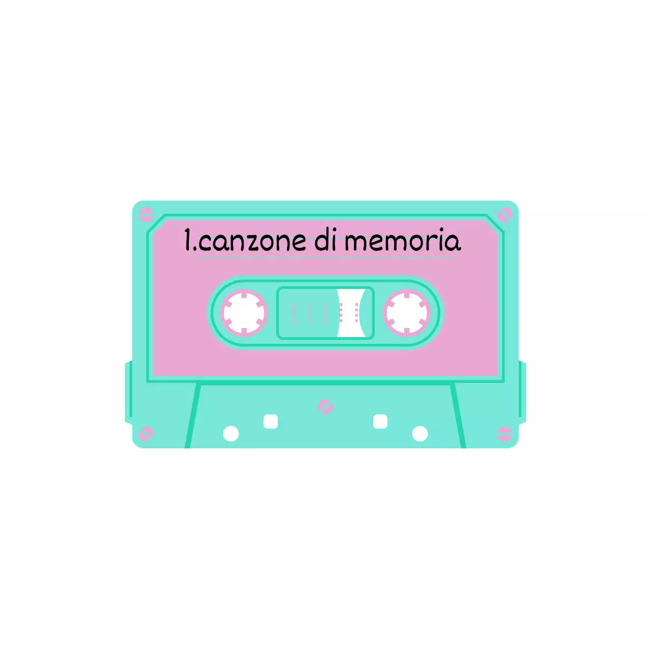 Articoli vintage kitsch con musicassette e caratteri scritti a mano