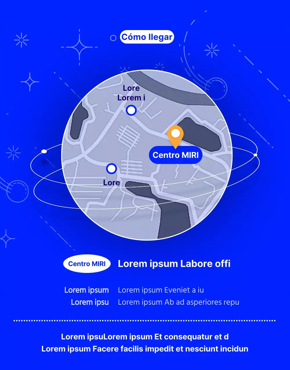 Promover una feria profesional inspirada en la ciencia ficción azul y naranja