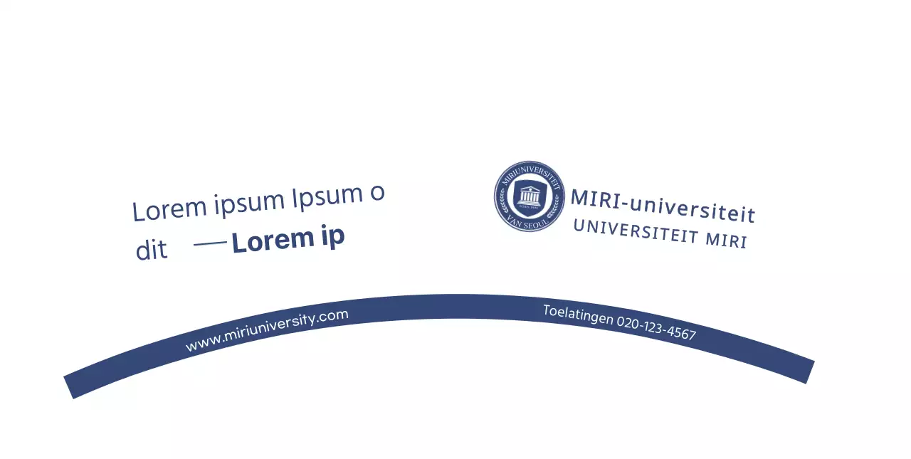 Voor een oriëntatiepromotie met een marineblauw universiteitslogo.