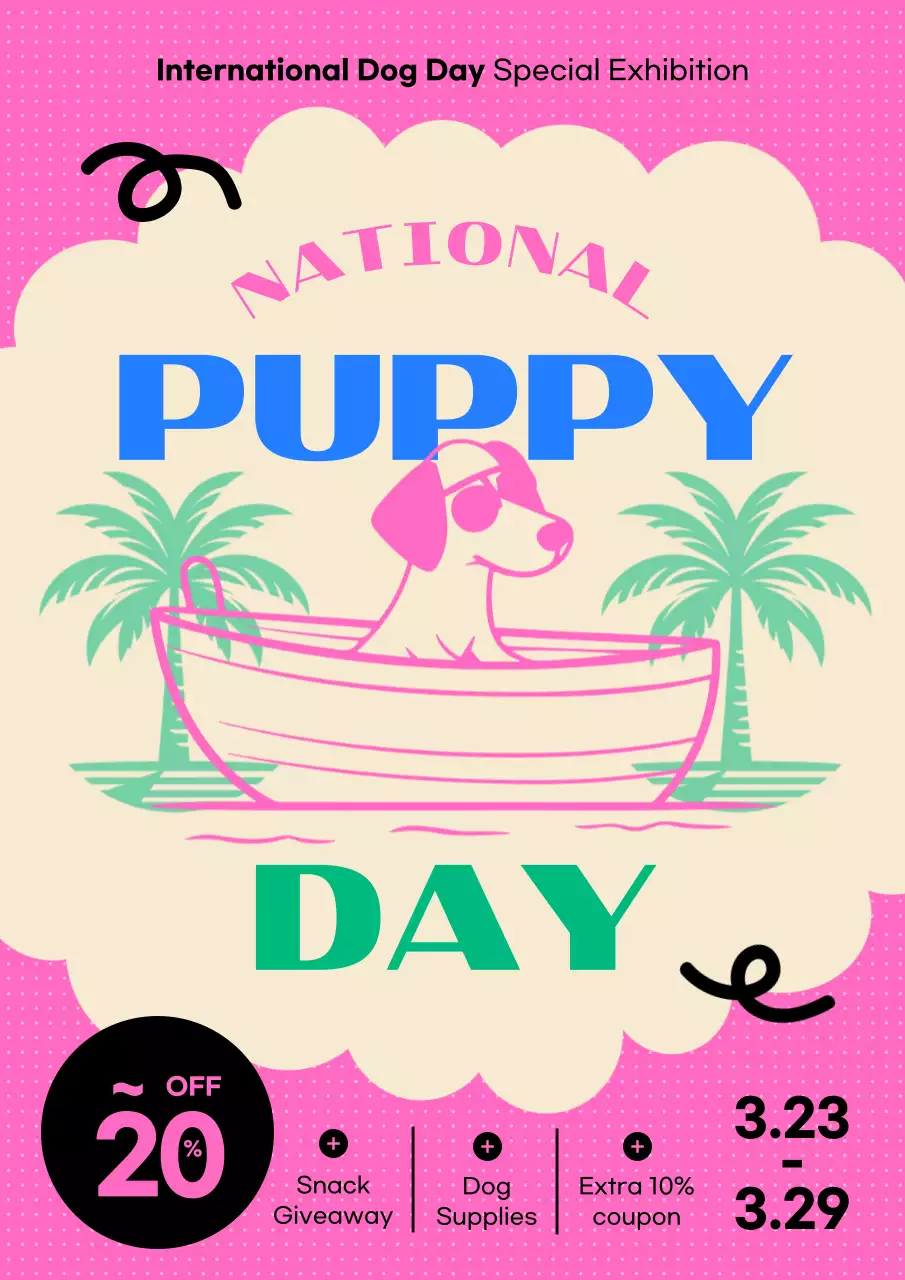 Pink Retro Puppy Exhibition Poster