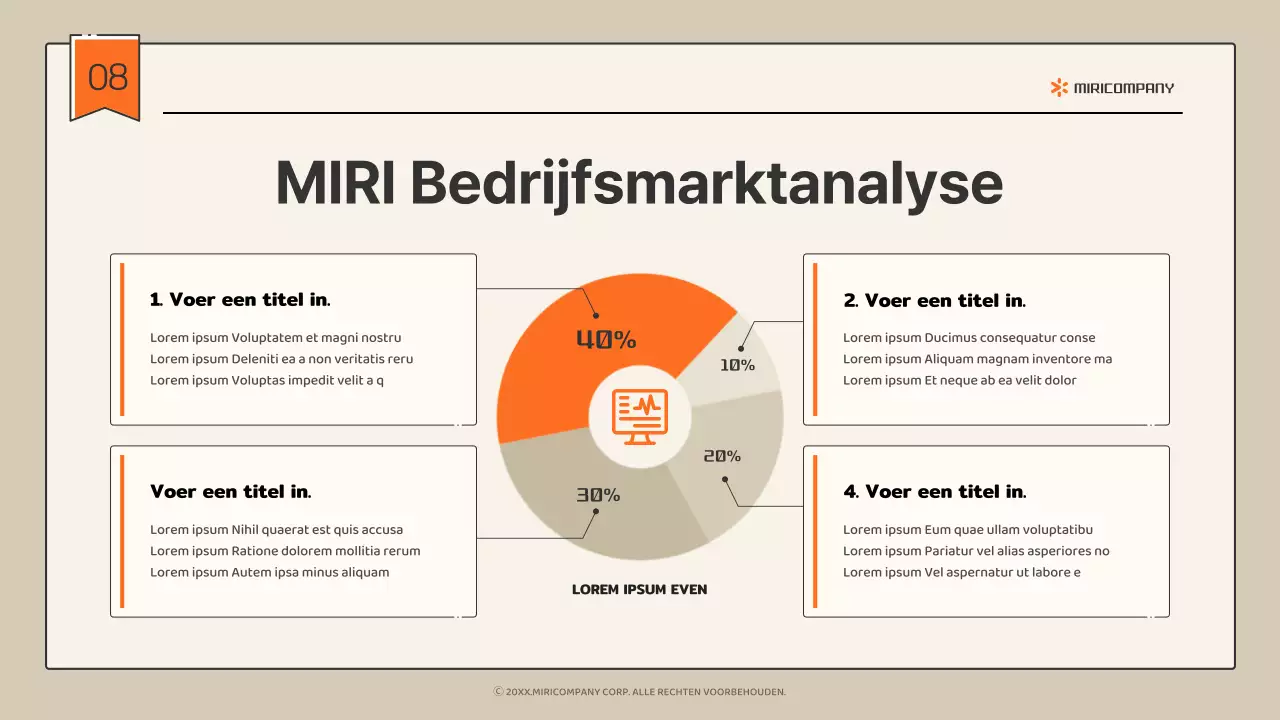 Eenvoudig infografisch bedrijfsprofiel in beige en oranje
