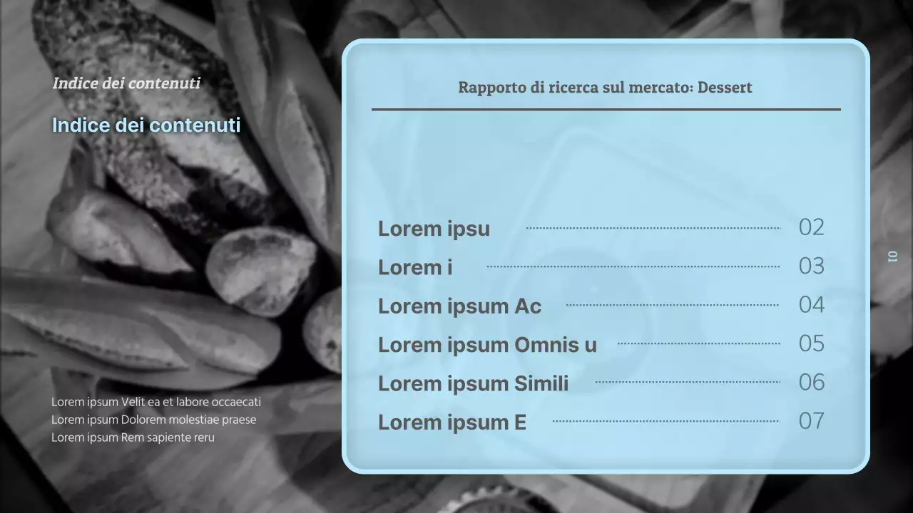 Semplice rapporto di ricerca sul mercato alimentare in nero, bianco e azzurro