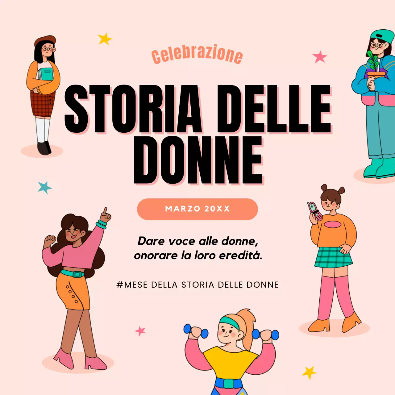Campagna arancione e rosa di tendenza per il Mese della Storia della Donna