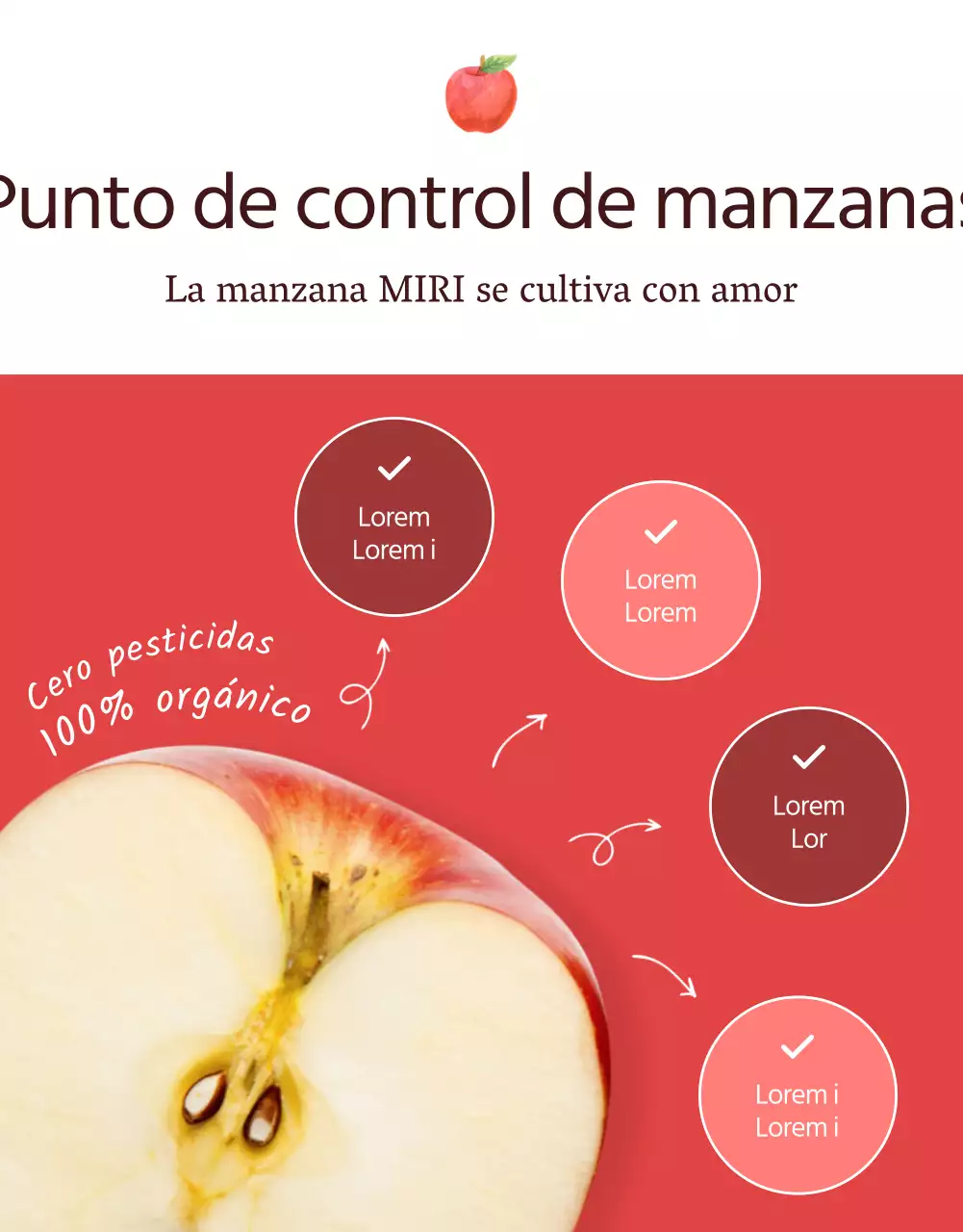 Promover la venta de manzanas de concepto natural rojas y grises