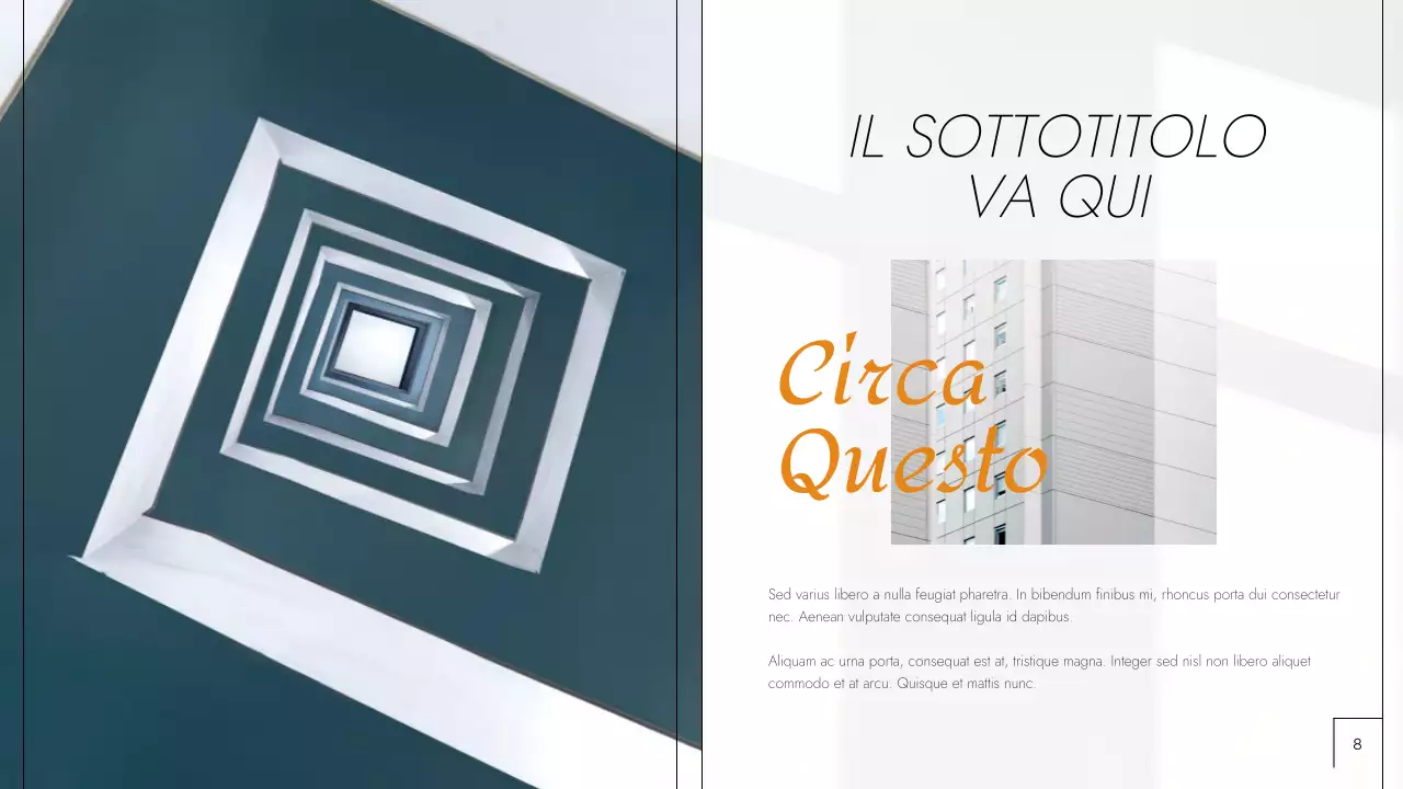 Portfolio fotografico moderno in nero e arancione