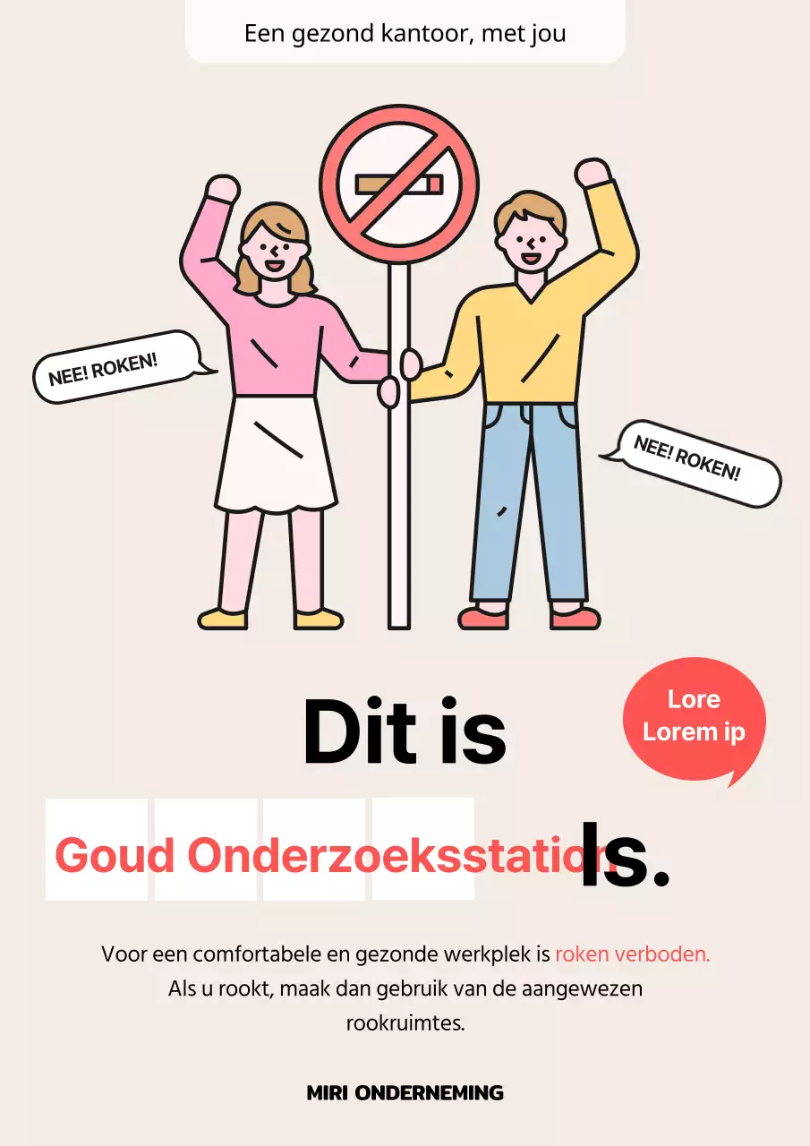 Beige's mooie rookvrije aankondiging