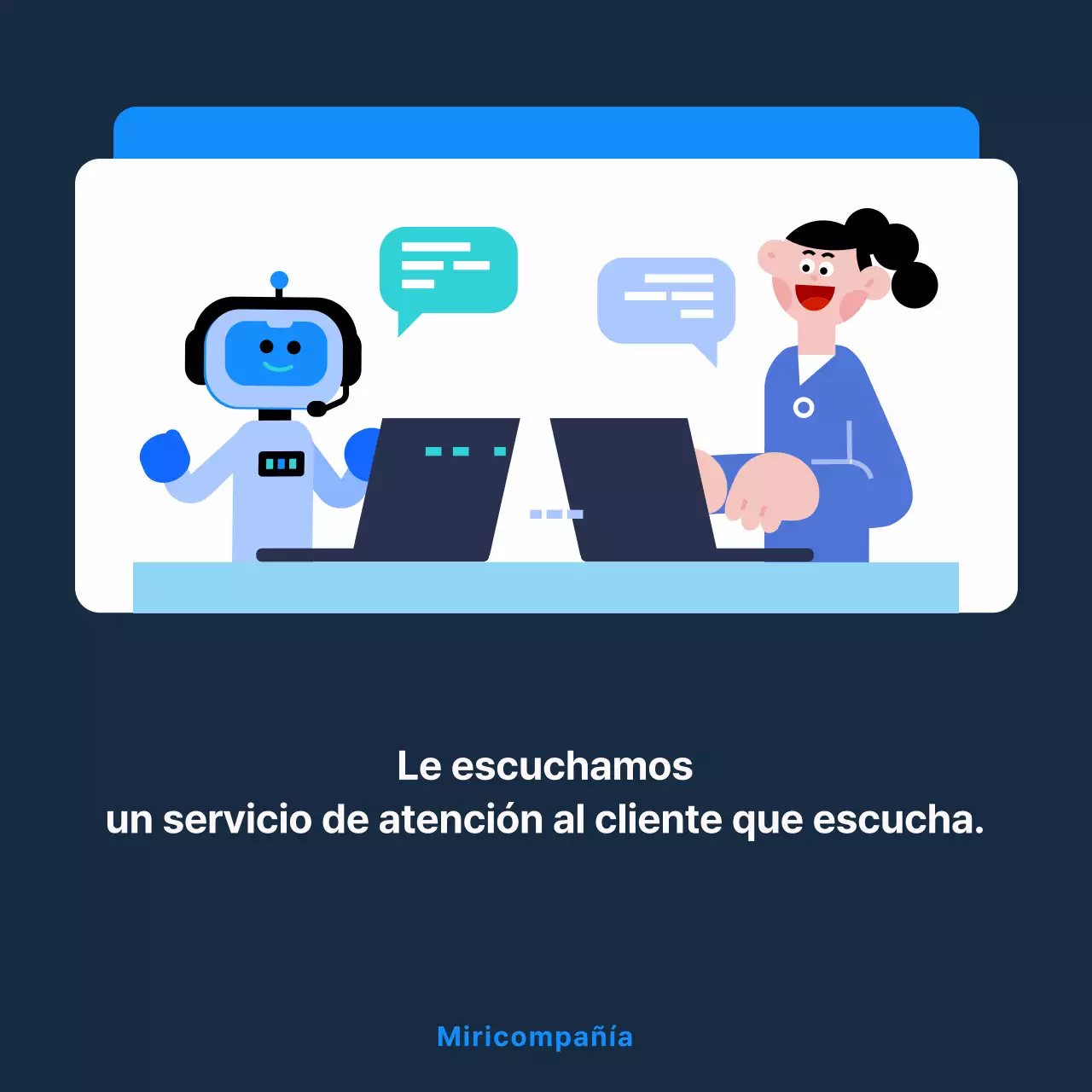 Guía para utilizar un servicio de asistencia sencillo, azul y marino