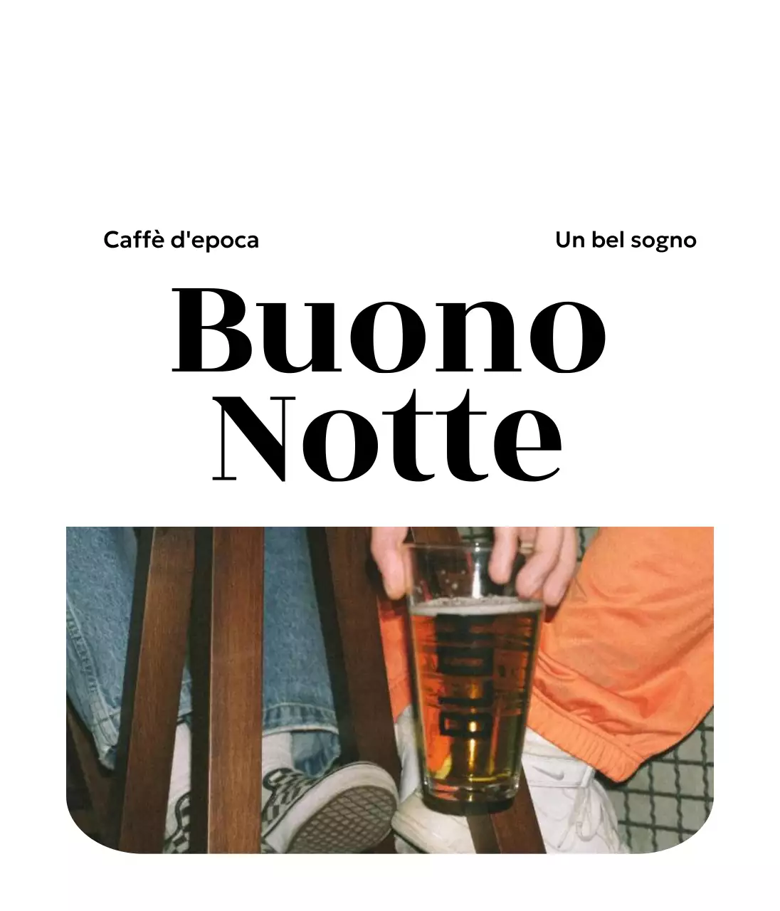 Merchandising d'ispirazione vintage con foto e font serif in quadrati arrotondati