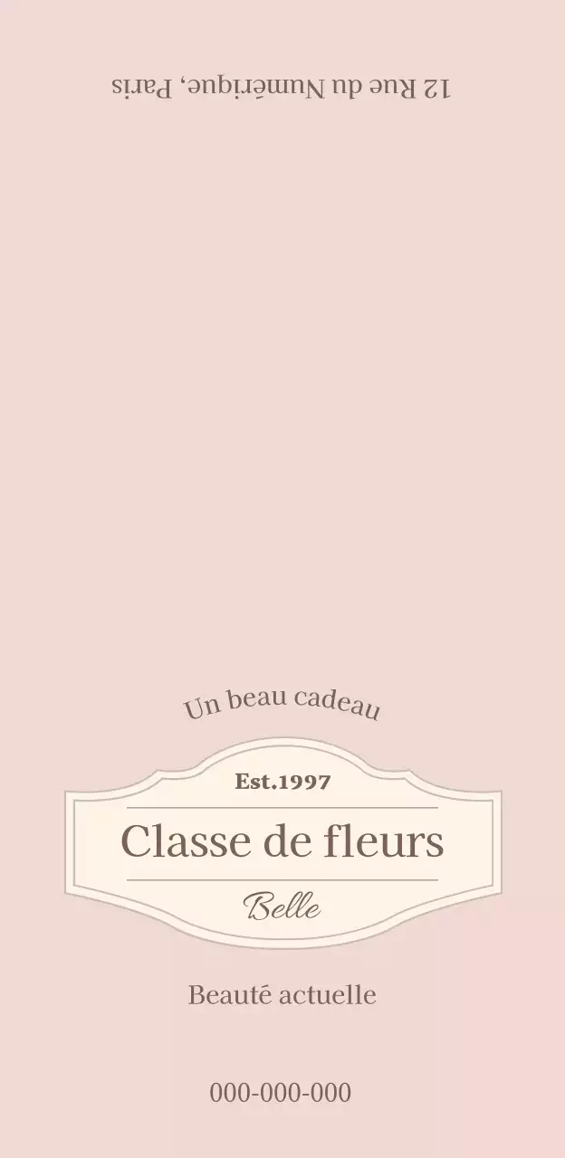 Classe de fleurs d'inspiration vintage avec bordure beige et police cursive avec empattement