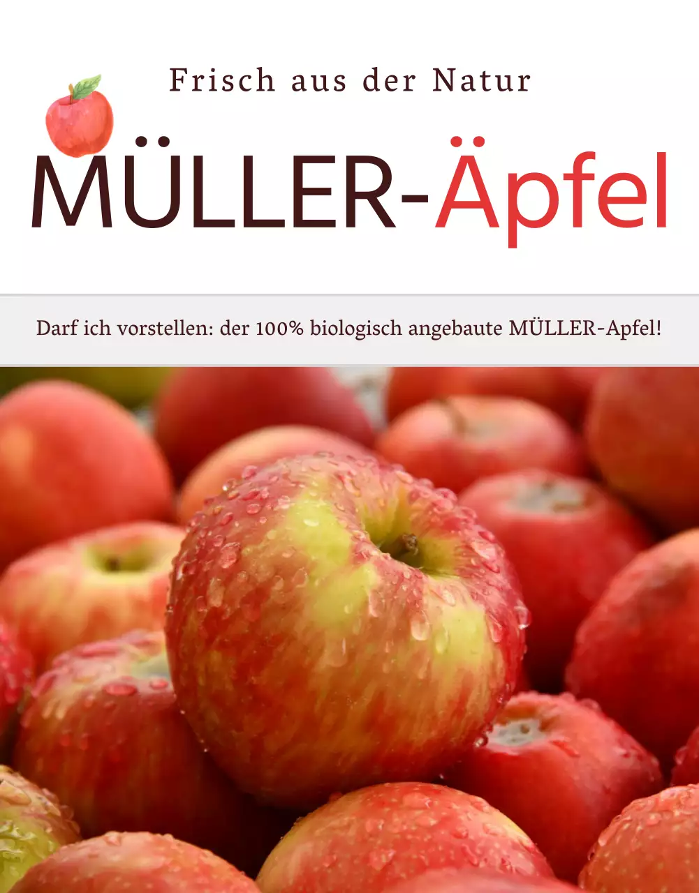 Förderung des Verkaufs von roten und grauen Äpfeln nach dem Naturkonzept