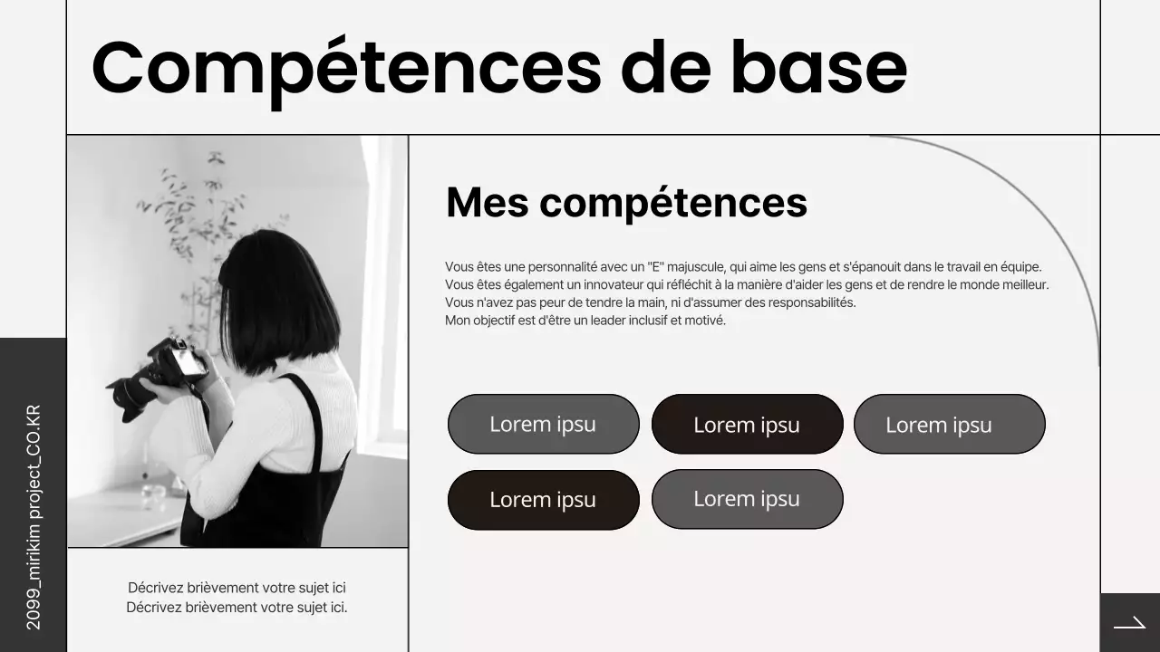 Portefeuille d'entrée avancé en noir et blanc