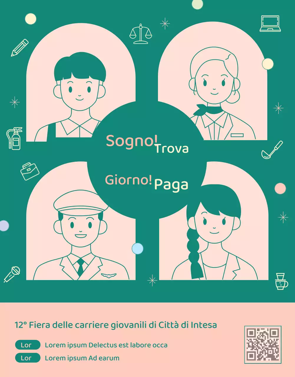 Promuovere una simpatica fiera della carriera giovanile in rosa e verde