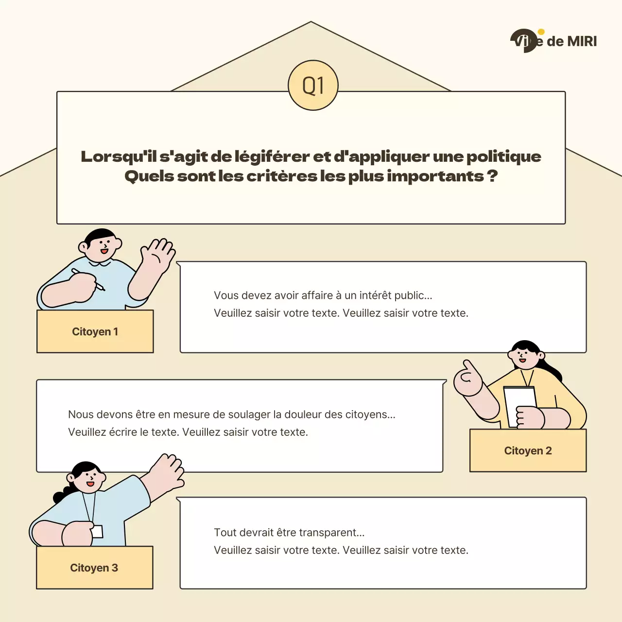 Un guide de discussion civique simple en ivoire et bleu clair