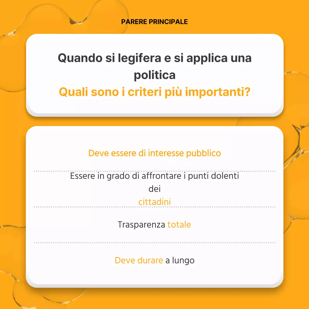 Un tocco di giallo e arancione nel rapporto sulla politica civica