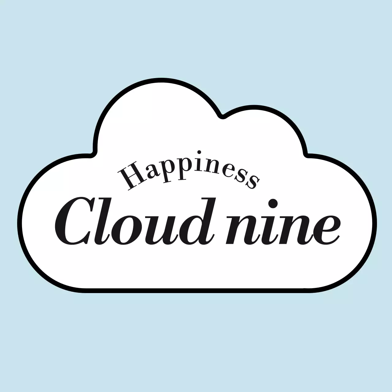 Cafe merchandise with a rounded cloud illustration and serif typeface