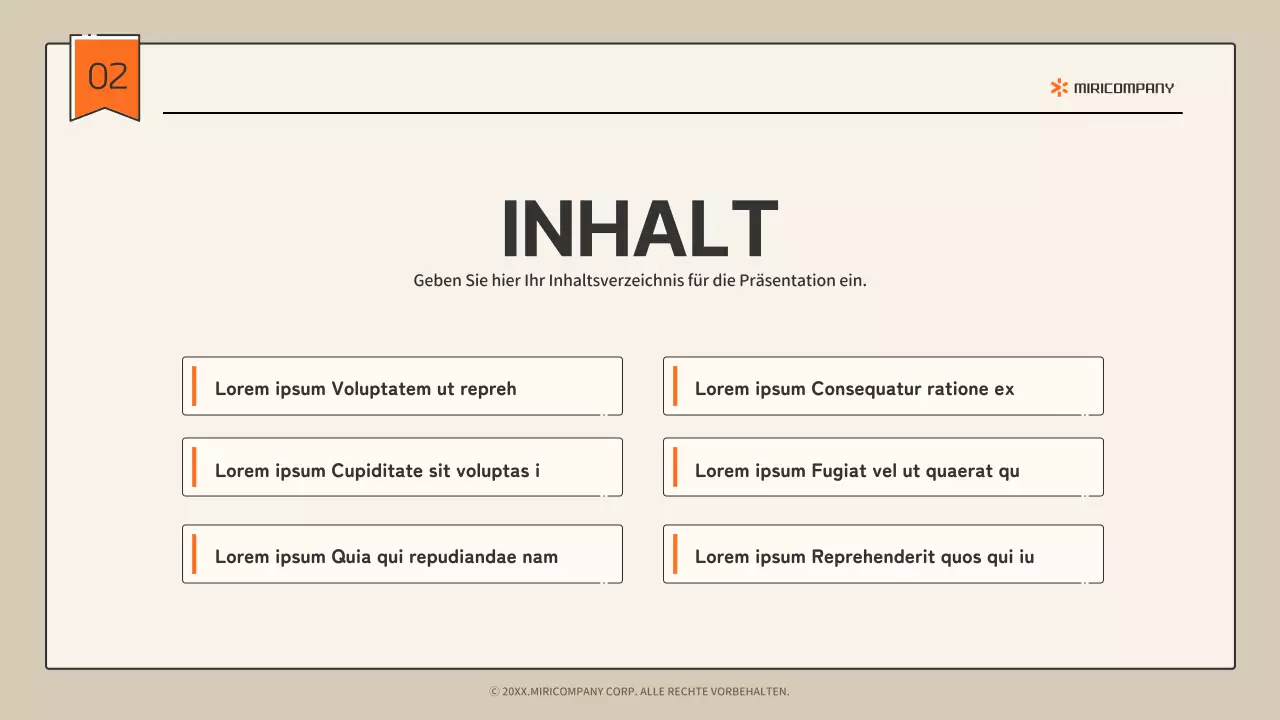 Einfaches infografisches Firmenprofil in Beige und Orange