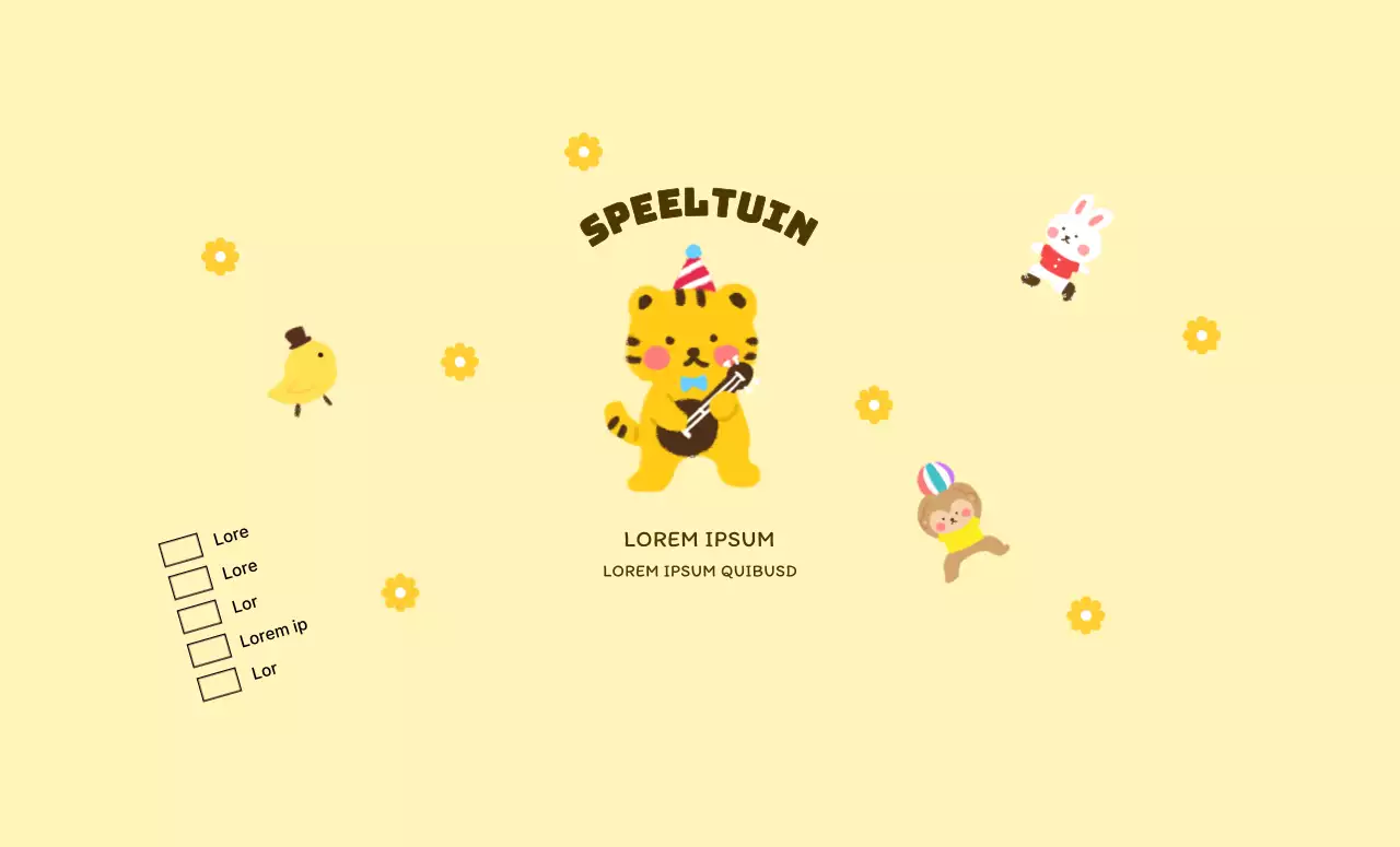 Promotieontwerp voor kindercafé met schattige dierenillustraties