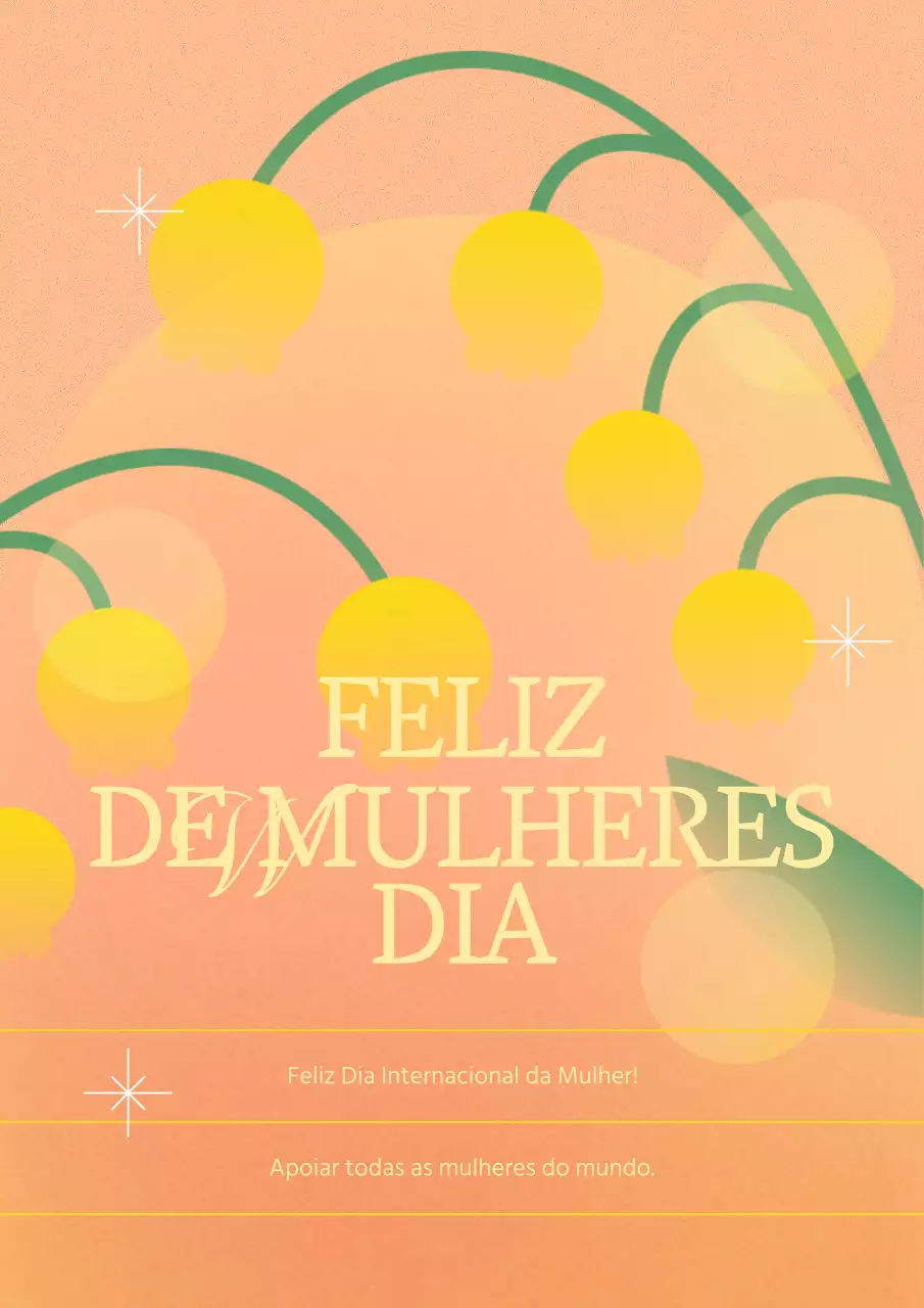 Um post geométrico de celebração do Dia da Mulher em laranja e amarelo