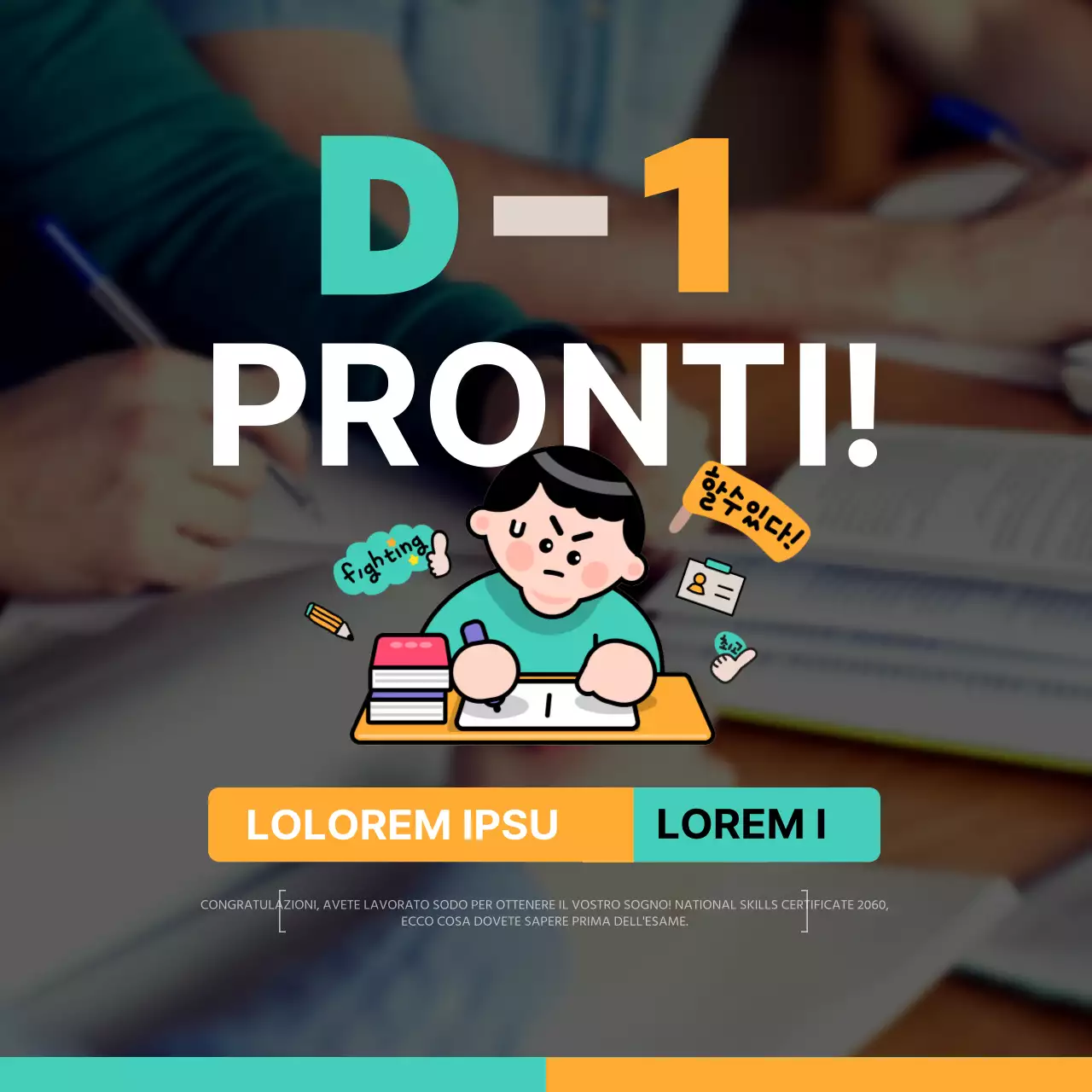 Informazioni sulla certificazione evidenziate in menta e arancione