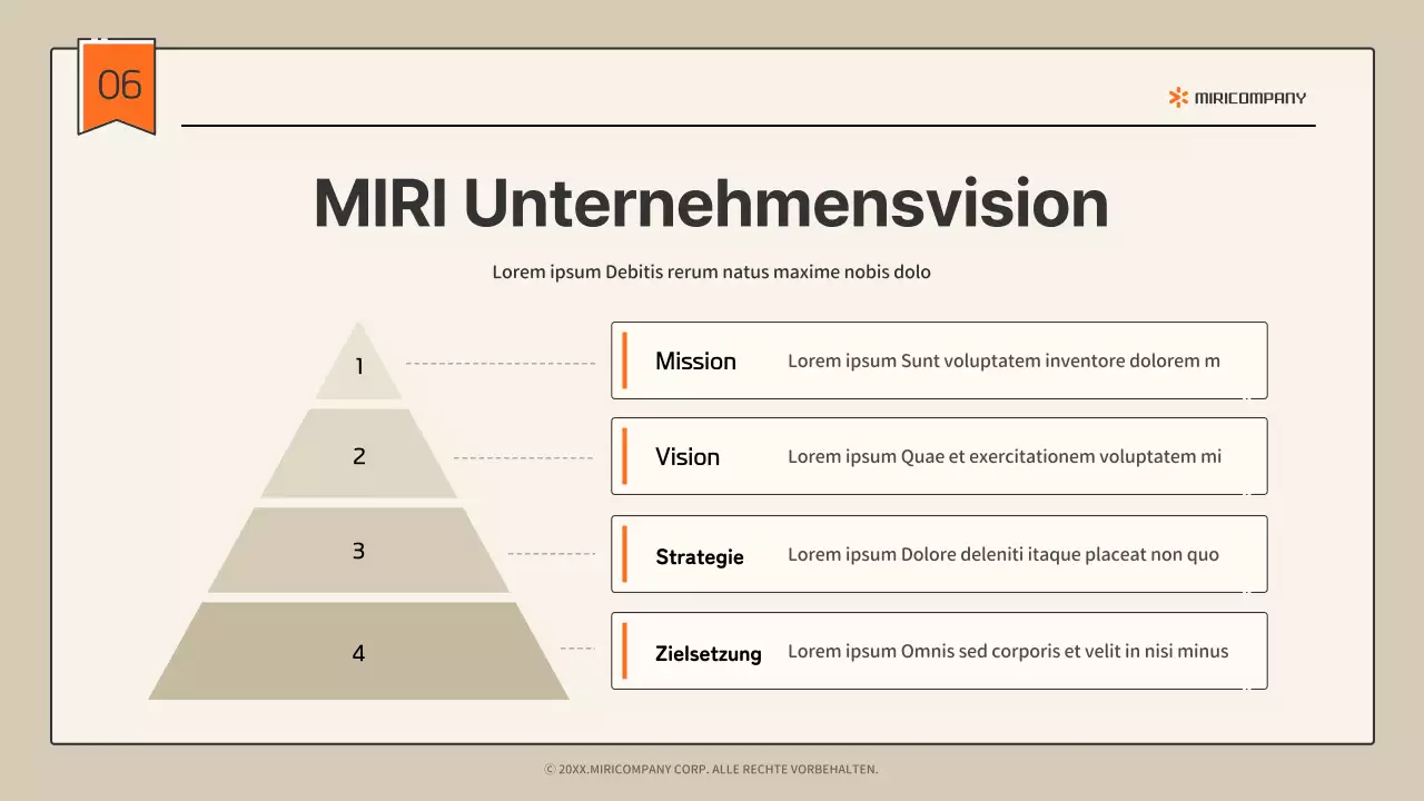 Einfaches infografisches Firmenprofil in Beige und Orange
