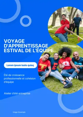 Annonce d'atelier d'entreprise géométrique bleu et blanc