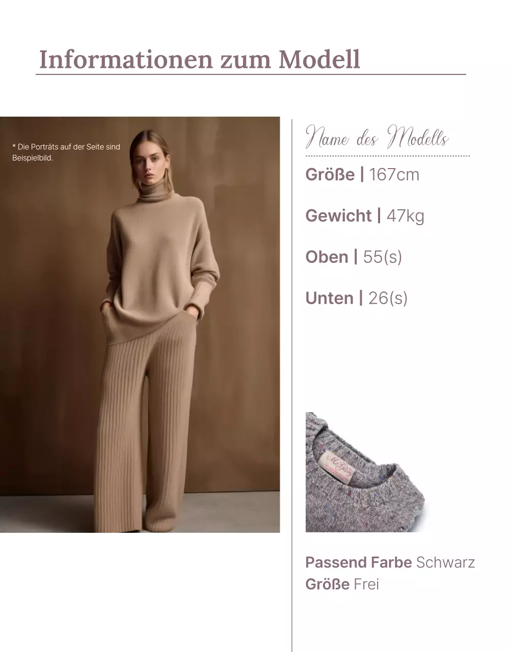 Ein beigefarbenes, gehobenes Mode-Einkaufszentrum Detailseite Anzeige