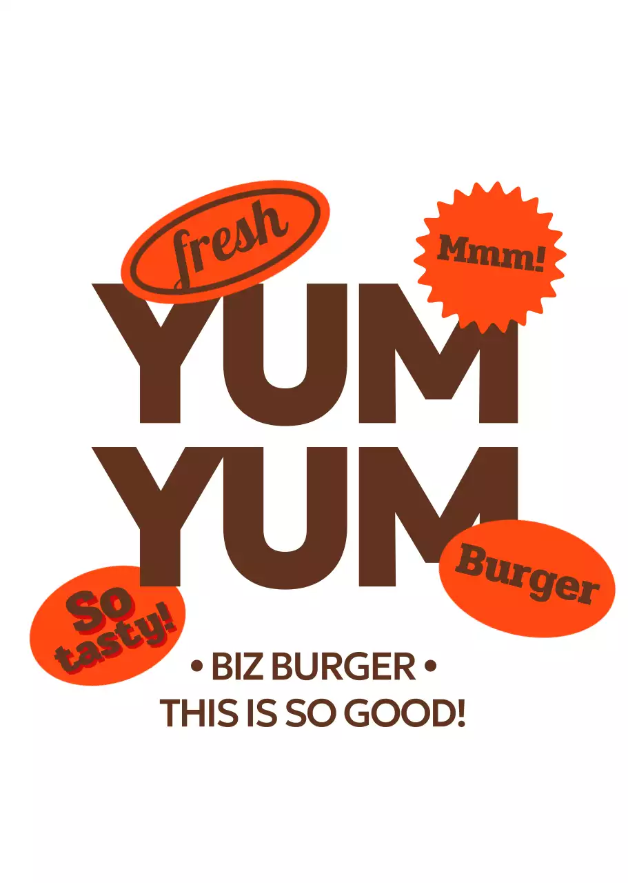 Dekorasi stiker promosi burger berwarna coklat-oranye