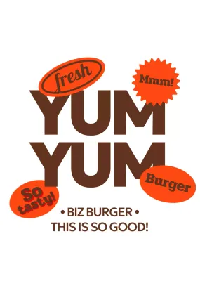 Dekorasi stiker promosi burger berwarna coklat-oranye