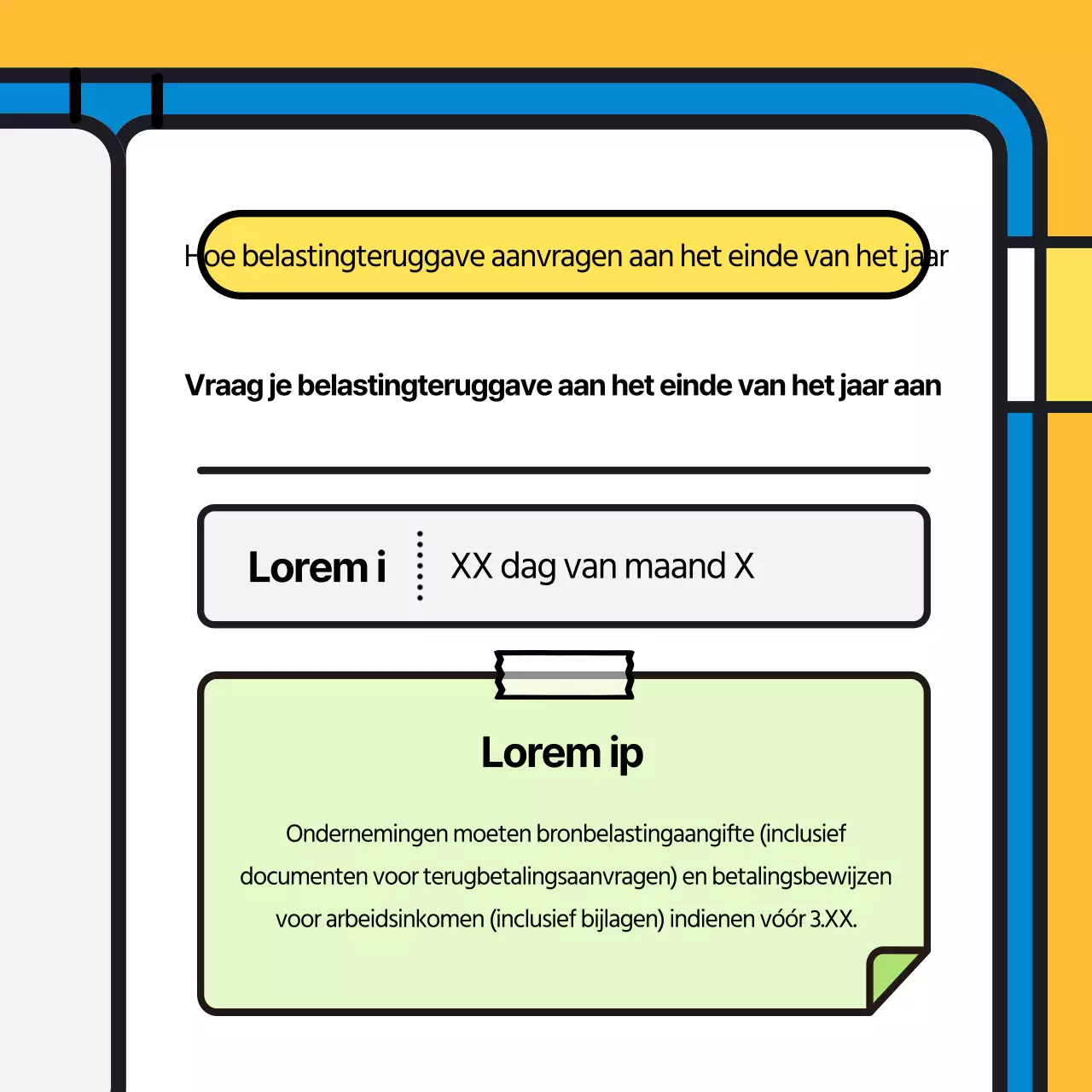 Een aaibare blauwgele fiscus en een snelle blik op je belastingschema