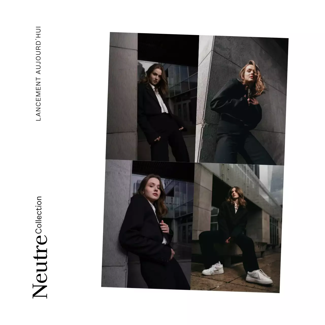 Campagne d'annonce de la collection de mode simple blanc et noir