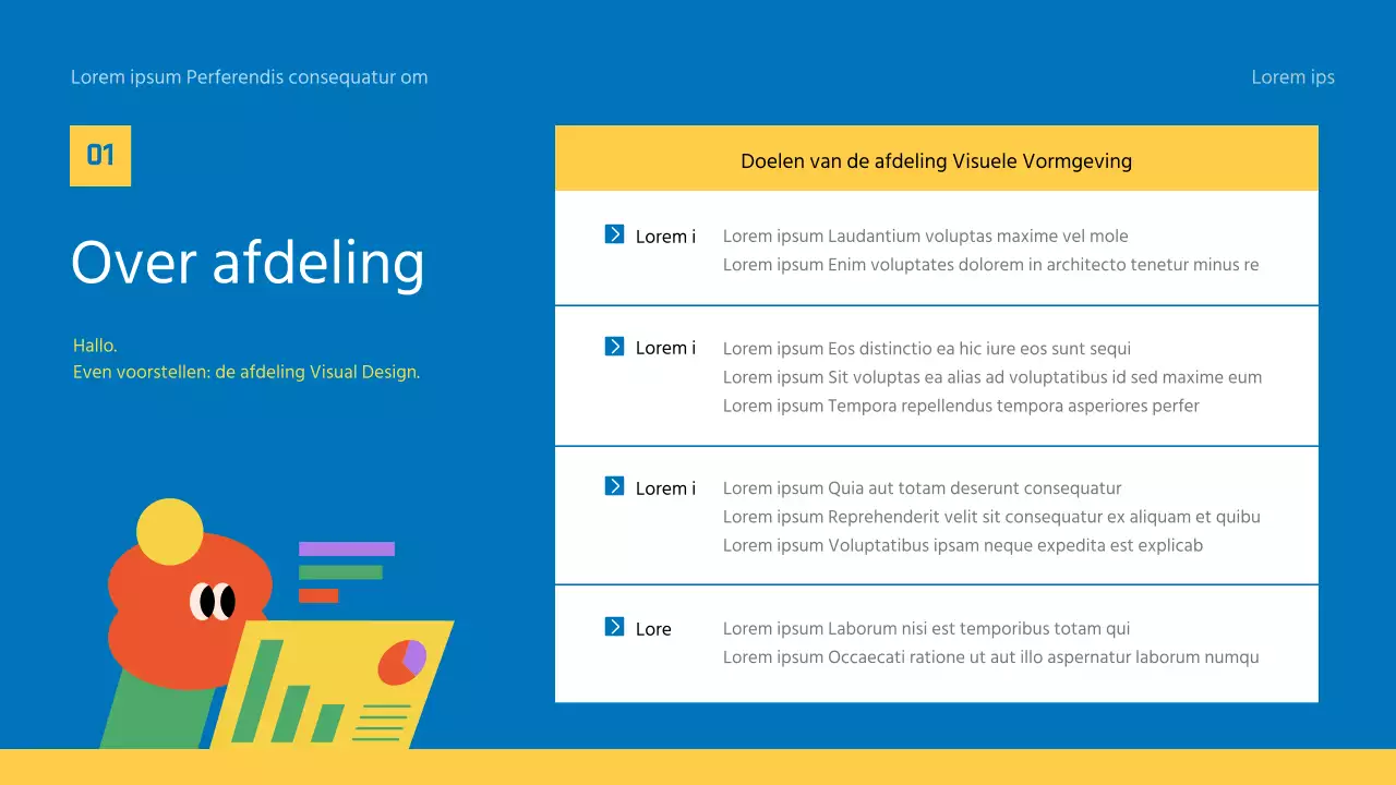 Geel en blauw universitair oriëntatiemateriaal voor nieuwe studenten