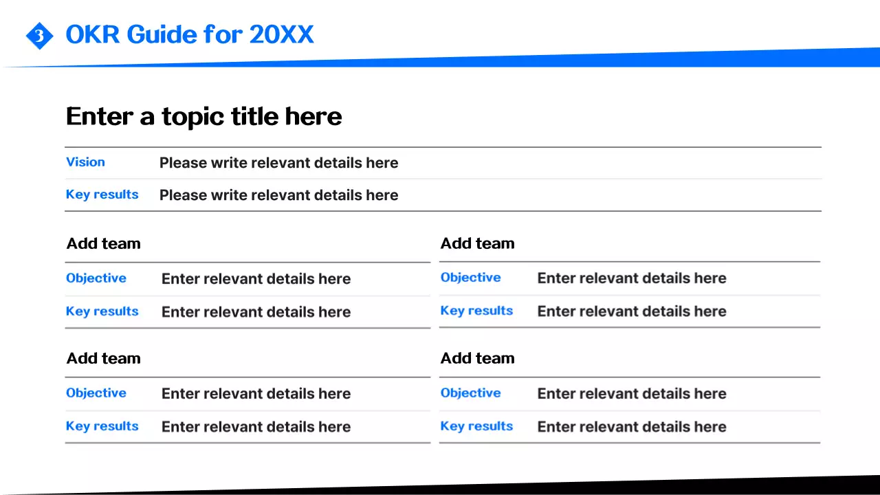 Blue Professional Okr Guide Presentation