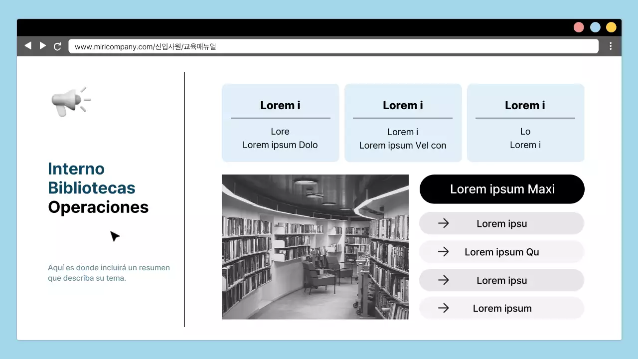 Sencilla formación corporativa de orientación para nuevos empleados en azul claro y negro