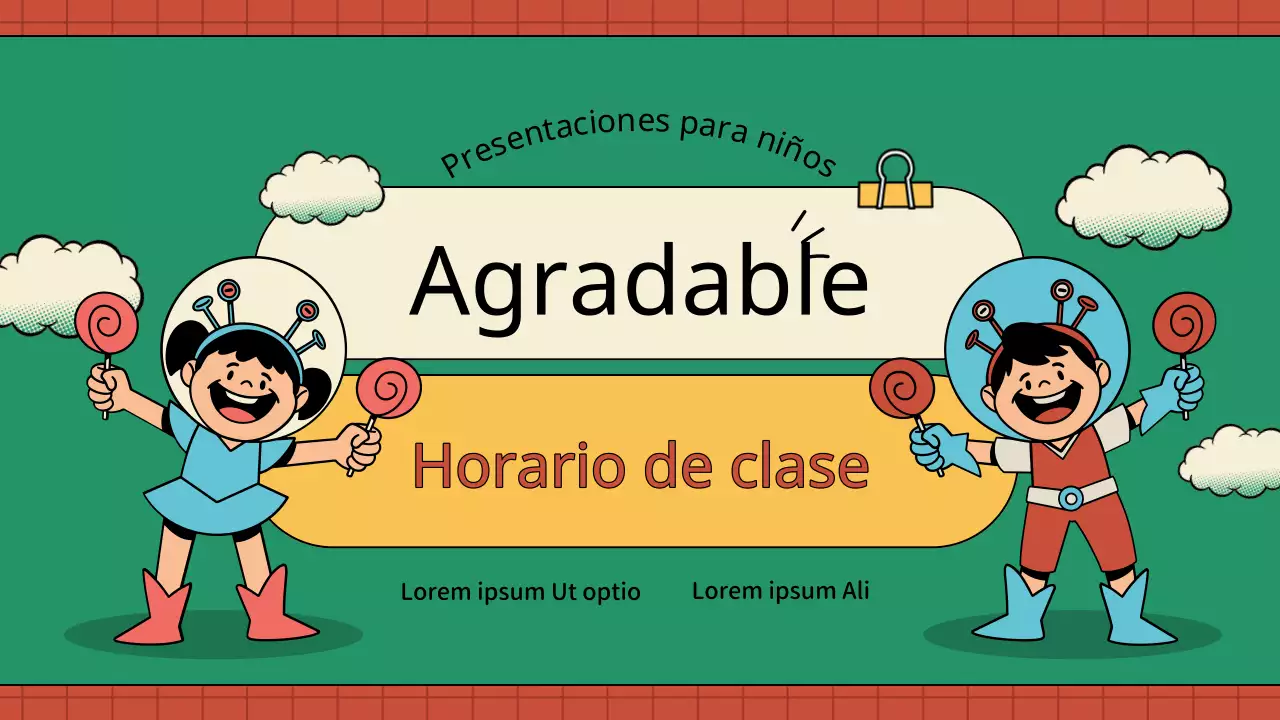 Planes de lecciones infantiles vintage en verde y amarillo