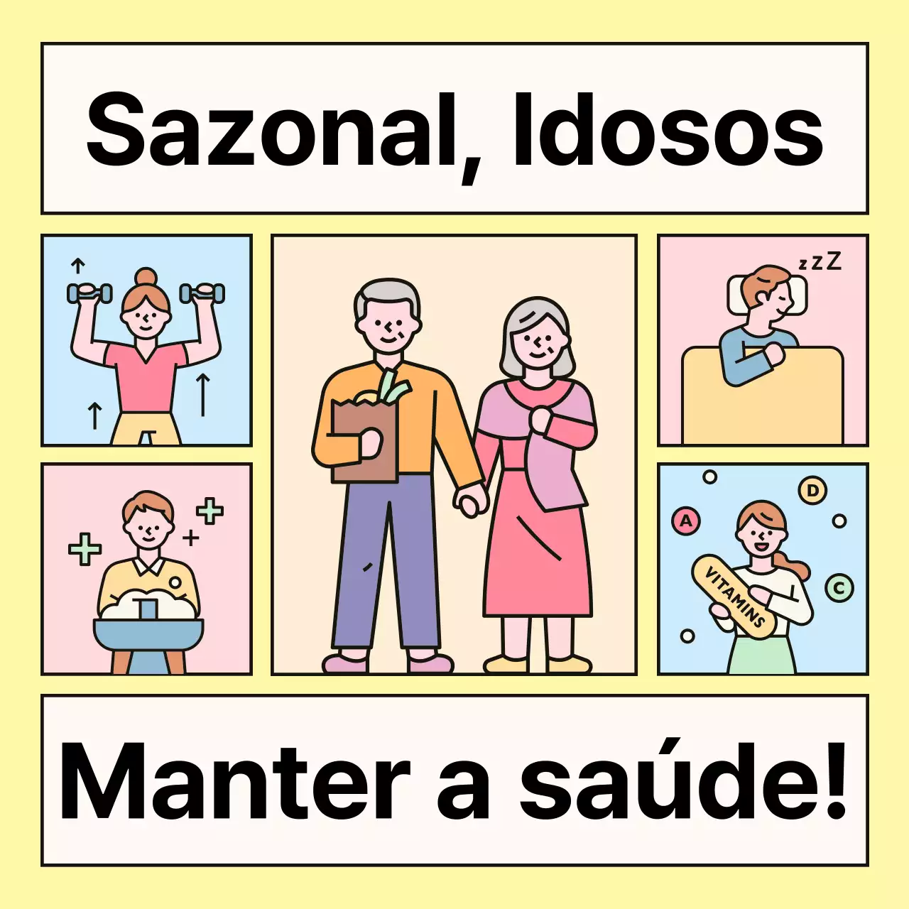 Um guia de cuidados de saúde na primavera para idosos em amarelo e cor-de-rosa