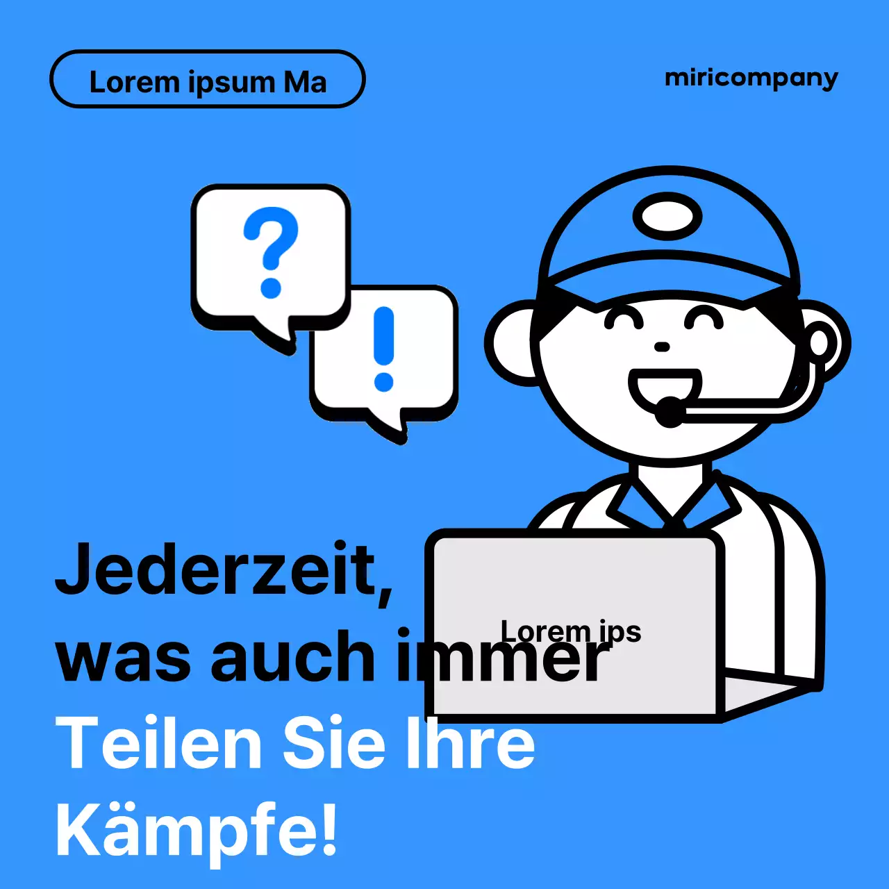 Ein einfacher, weiß-blauer Helpdesk-Leitfaden