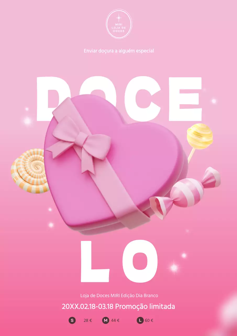 Cartaz de promoção do presente do Dia Branco em cor-de-rosa