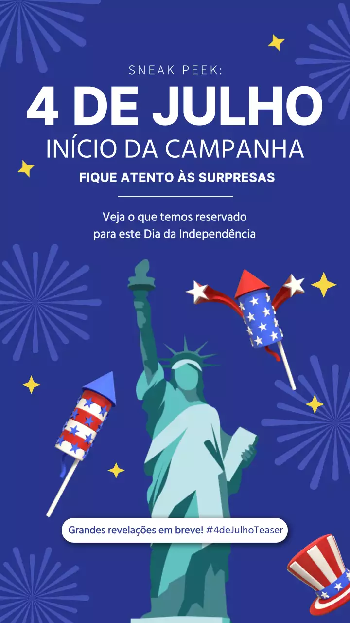 Atractivos anúncios de saldos do 4 de julho em azul e branco