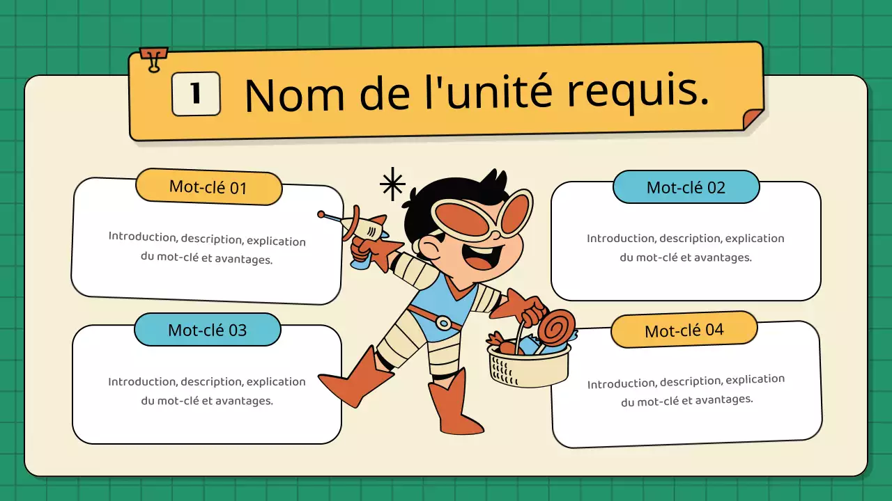 Plans de cours vintage pour enfants en vert et jaune