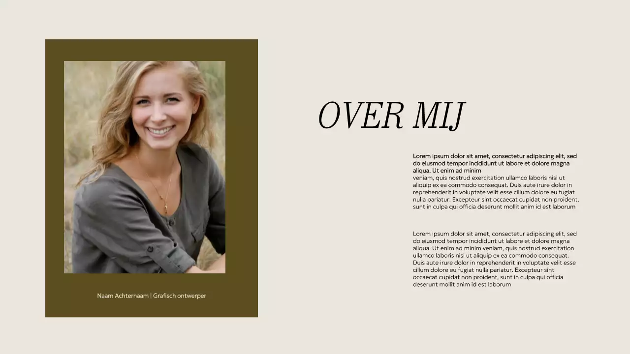 Beige en kaki minimalistisch creatief portfoliomateriaal