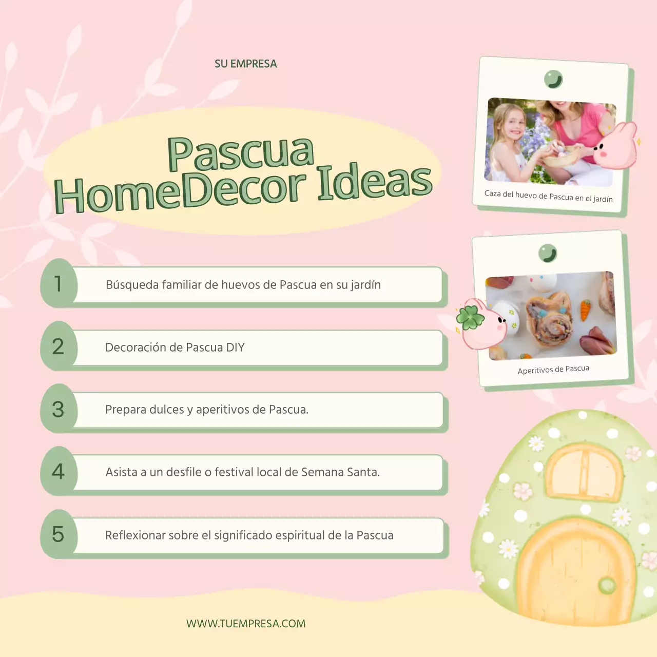 Verde Beige Clásico Pascua Guía de Decoración