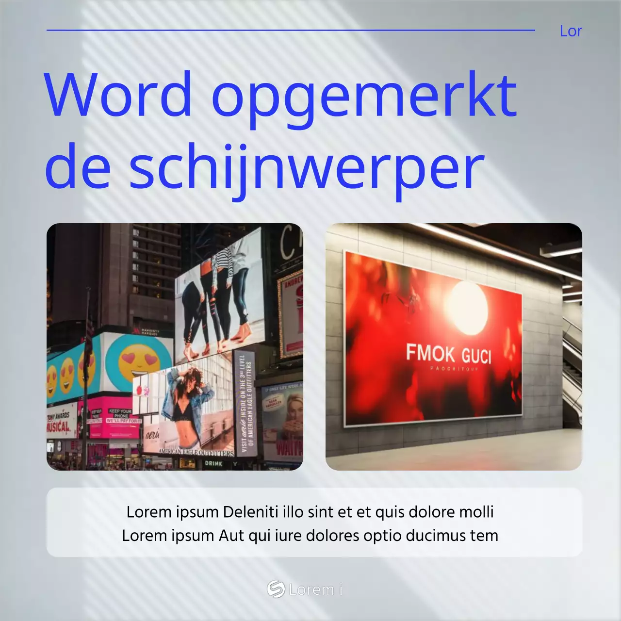 Promoot eenvoudige buitenreclame in wit en blauw