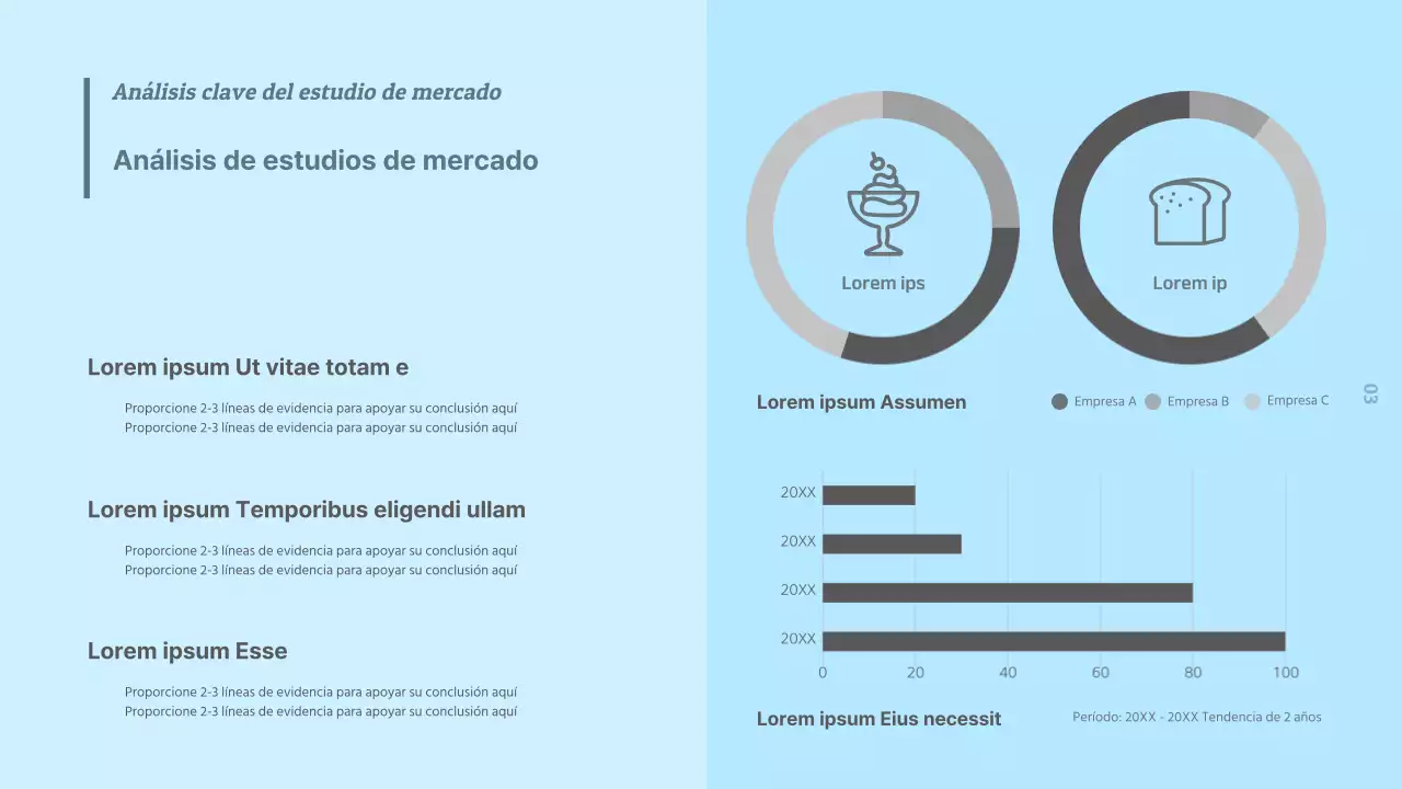 Informe simple de investigación del mercado alimentario en negro, blanco y azul claro