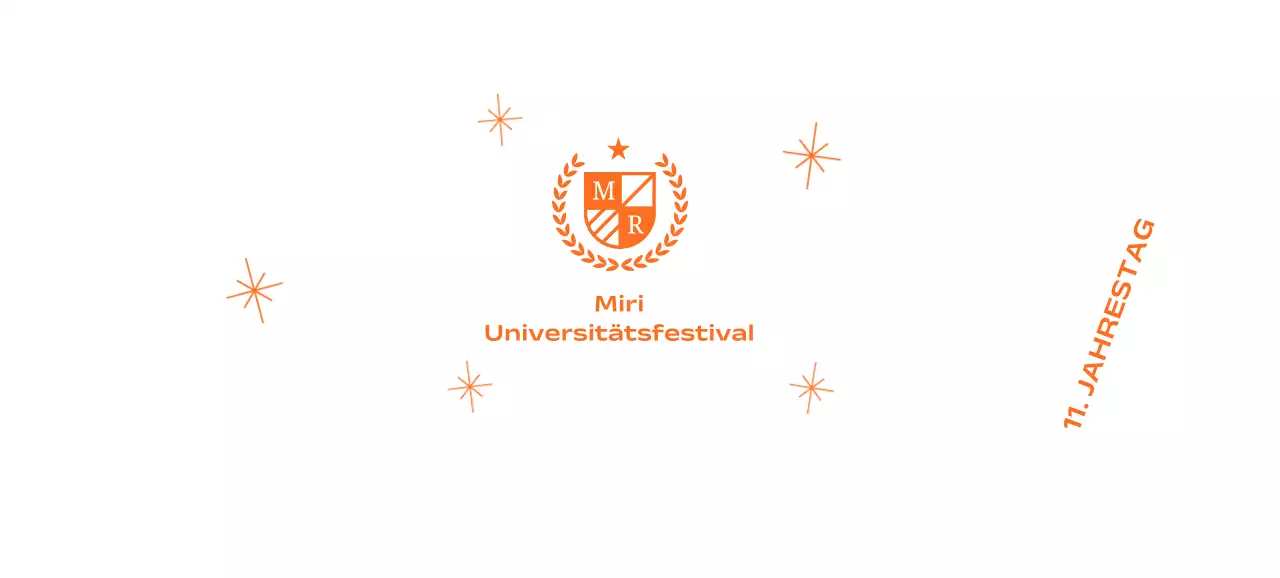 Schulfest mit Schullogo mit Lorbeer und Glitzer