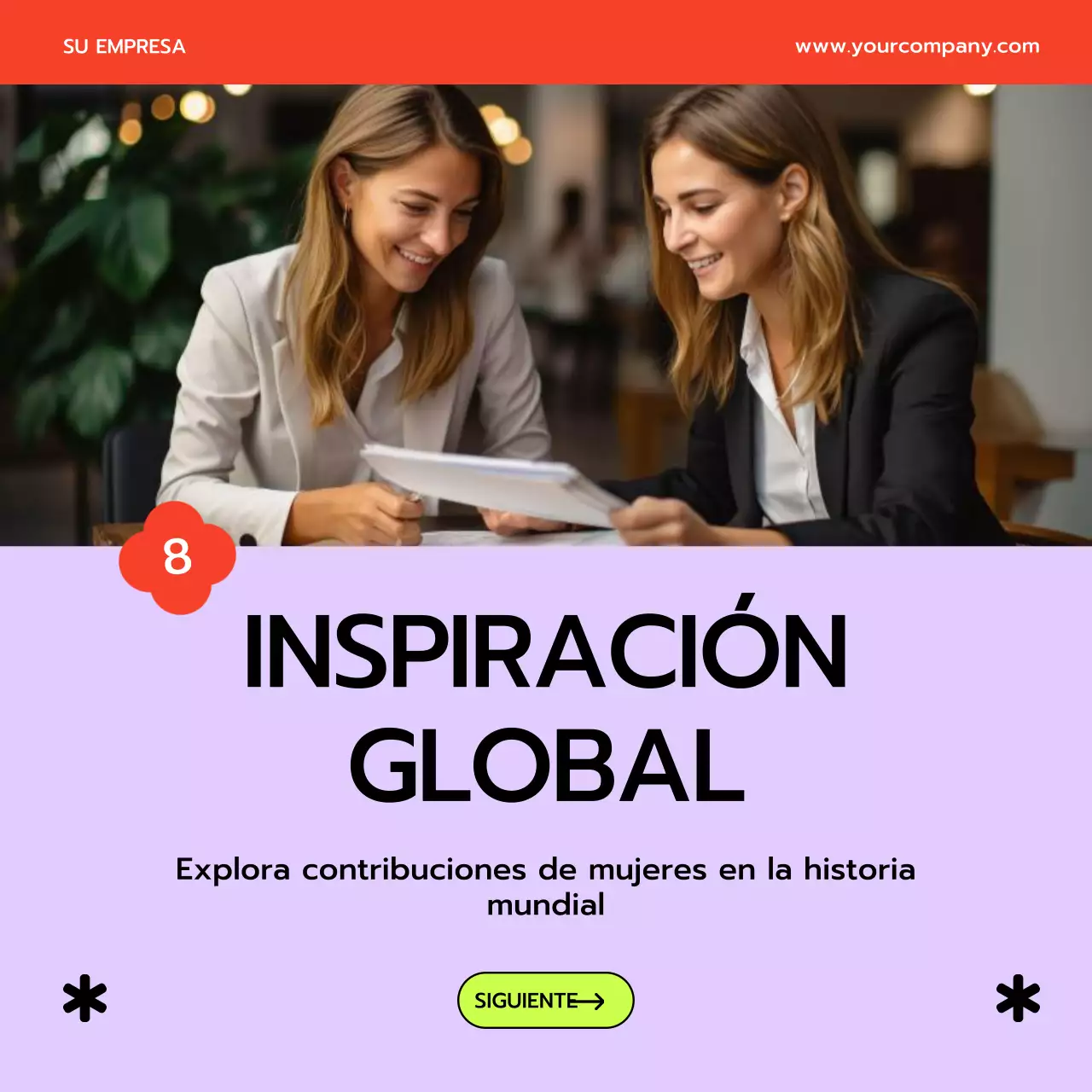 Púrpura y amarillo Pop: consejos para el Mes de la Mujer Publicidad