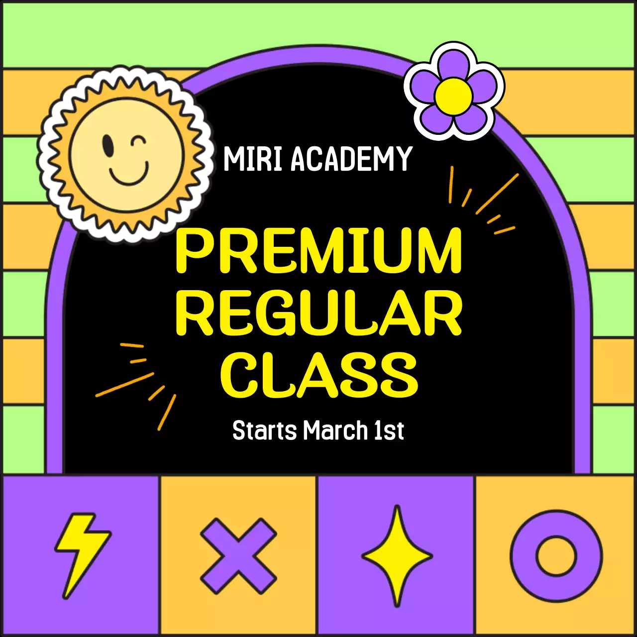 옐로우 트렌디 클래스 공지 소셜 미디어 게시물