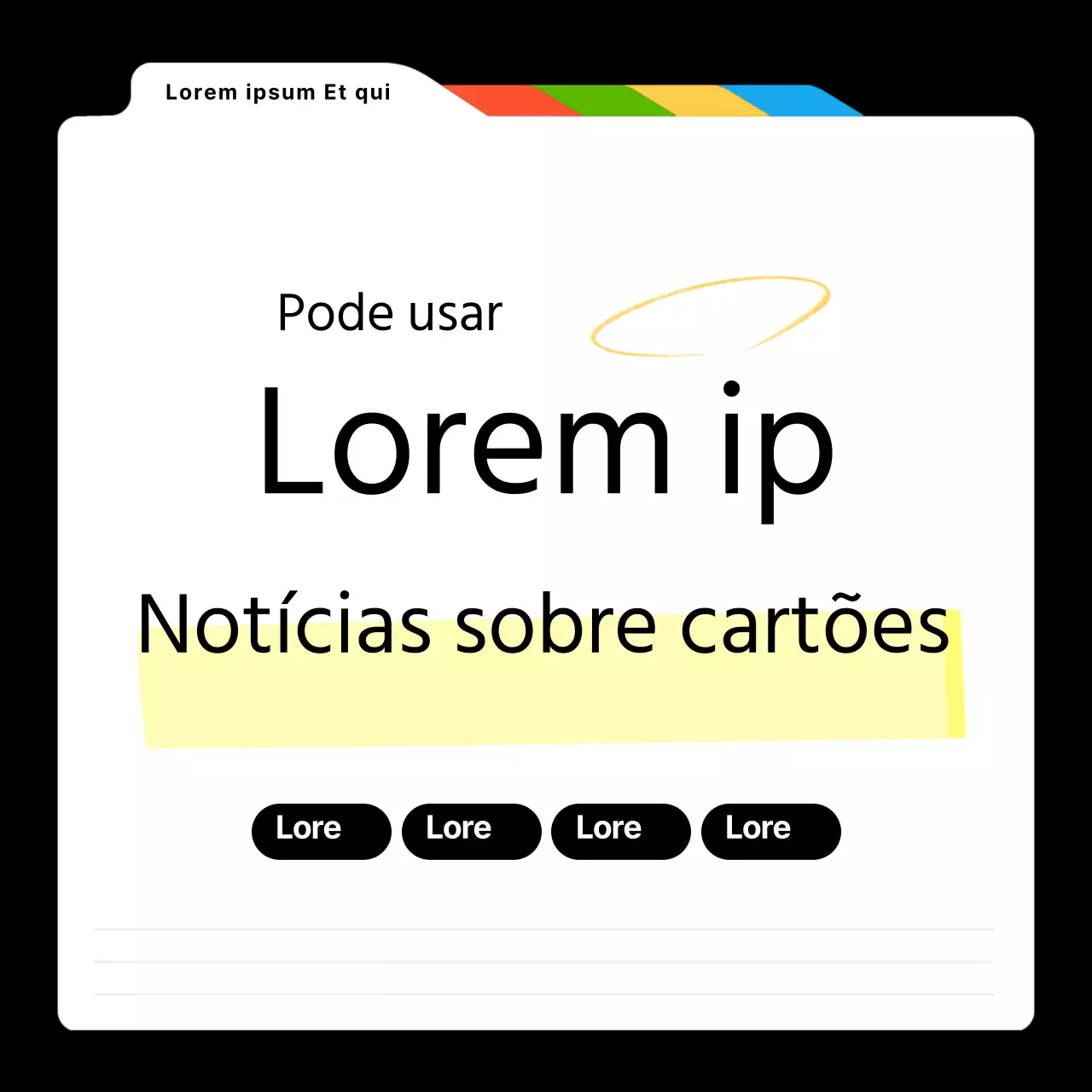 Uma publicação de capa de rede social simples e colorida com cores pretas e arco-íris