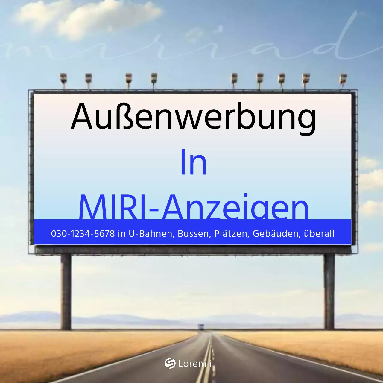 Einfache Außenwerbung in Weiß und Blau fördern